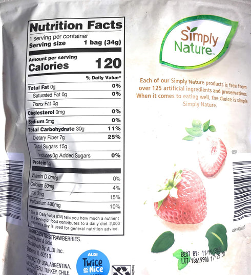 Simply Nature Non-GMO Freeze Dried Strawberries - Real Fruit Snack