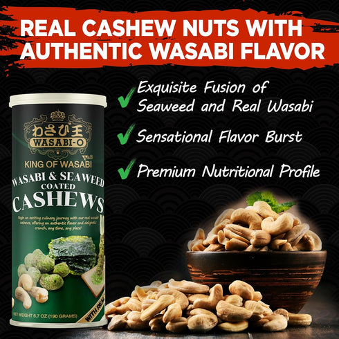 (6.7 (Pack 1), WASABI-O Cashews Ounce of Authentic Wasabi and Seaweed)