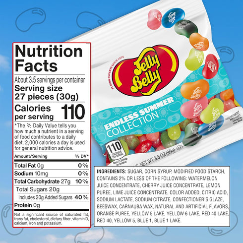 Summer 3.5 oz Pack 3 Jelly Belly Endless Jelly Bean Collection, Grab & Go Bags - of sold in Jelly Belly Bag