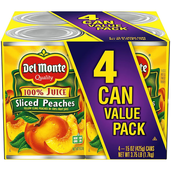 Del Monte Yellow Cling Sliced Canned Peaches in 100% Juice, 15 oz