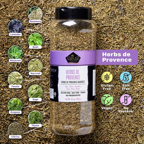 6.3 oz Cerez Pazari Herbs de Provence Classic French Herb Blend with Thyme, Rosemary, Savory, Oregano & Lavender