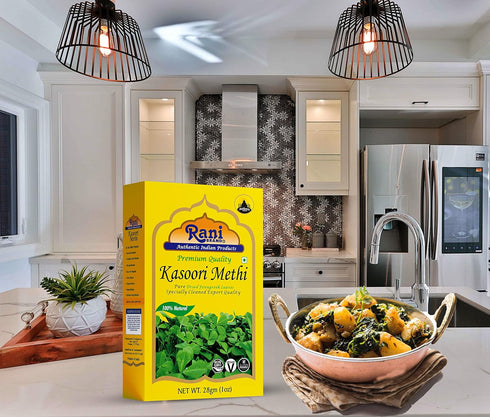 Rani Fenugreek Leaves Dried (Kasoori Methi), 1oz (28g) - All Natural, Vegan, Gluten Friendly