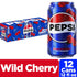 12 Oz (Pack 12) Pepsi Cola Soda, Wild Cherry, Fl Cans