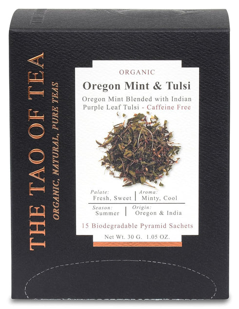The Tao of Tea Oregon Mint & Tulsi Box - 15 Pyramid Sachets