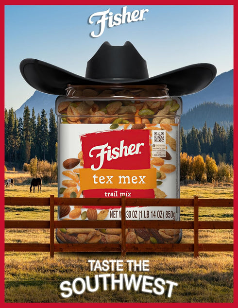 30 oz (Pack 1); Fisher Snack Tex Mex Bulk Trail Mix, of Hot & Spicy Peanuts, Almonds, Salsa Corn Sticks, Sesame Sticks