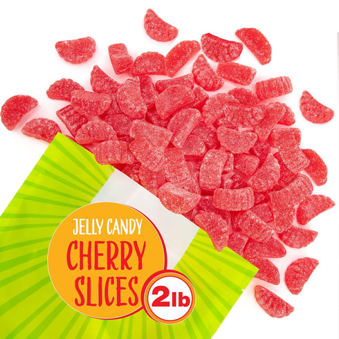 2 Cherry Slices Jelly Candy | Pound Bag | Soft Sugar Dusted Fruit Slices with Classic Cherry Flavor | Fruit Jellies