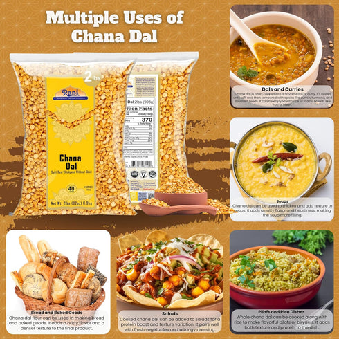 32oz (2lbs) 908g Rani Chana Dal (Split Desi Chickpeas without skin) ~ All Natural | Gluten Friendly | NON-GMO | Kosher