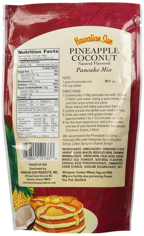 Hawaiian Sun Hawaiian Pineapple Coconut Pancake Mix From Hawaii by