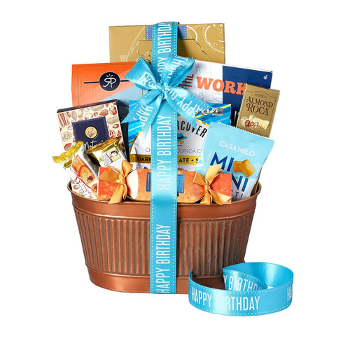 Broadway Basketeers Happy Birthday Gift Basket of Gourmet Sweets & Snacks Share