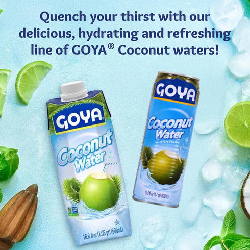 2-Pack (17.6 oz Goya Pure Coconut Water with Pulp, Tropical Hydration with Real Fruit, Great for Smoothies, Snacks