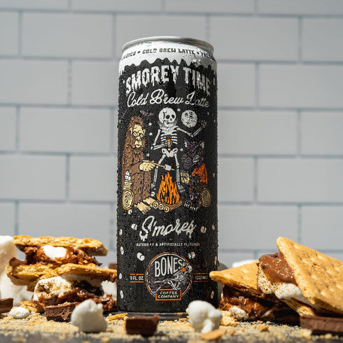 12 Pack 11 Oz Bones Coffee Company S'mores Iced Coffee Latte - S'mores Flavored Canned Coffee Drink - Cans - Each