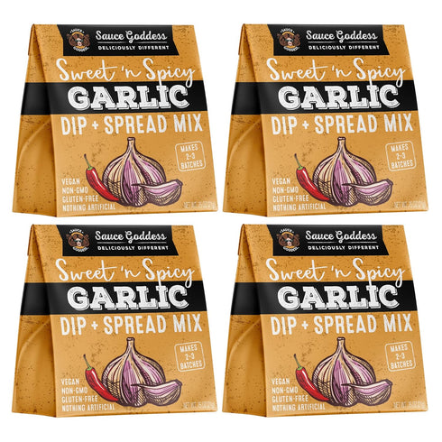 Sauce Goddess - Sweet n Spicy Garlic Dip & Spread Mix (4-Pack)