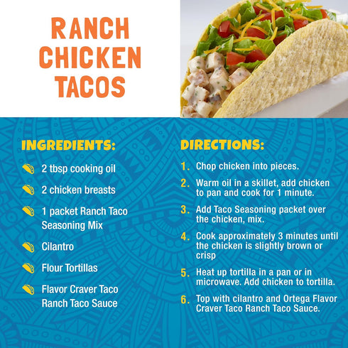 1 (Pack 12) Ortega Seasoning Mix, Ranch Taco Seasoning, Ounce