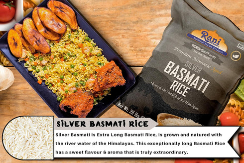 20-Pound 320oz (20lbs) 9.08kg Rani Silver White Basmati Rice Extra Long Aged Bag, ~ All Natural | Gluten Friendly |