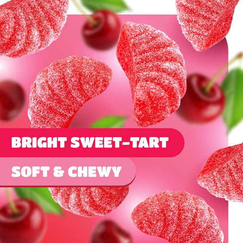 1 Pack Cherry Slices Candy - Pound - Chewy Candy for Office Bowls & Holiday Buffets - Gelatin Free Jelly Candies