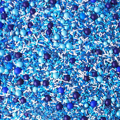 Sprinkle Pop Blue Ombre Sprinkle Mix | Monochromatic Blend of Blues & Navy Blue Sprinkles with White Pops | Undersea