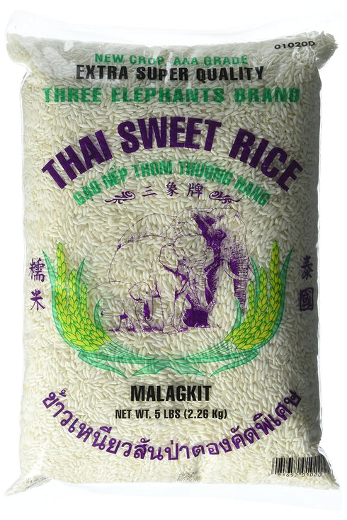 Three Elephants Thai Sweet Rice 5 Pound, 80 Ounce