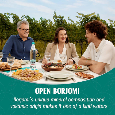25.3 oz, 6 Pack BORJOMI Sparkling Natural Mineral Water, with Natural Gut-Healthy Minerals, Naturally Alkaline, Crispy