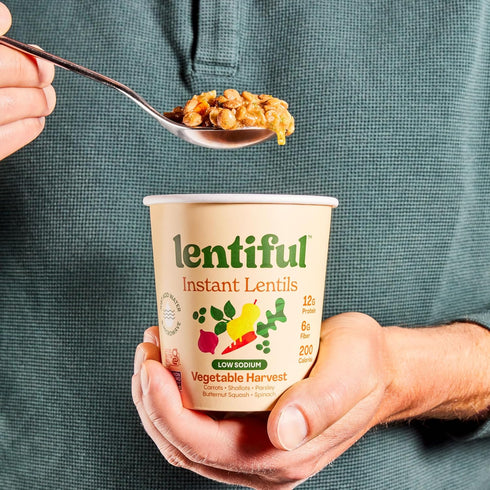 Lentiful 8 Pack 12g 6g Low Sodium Vegetable Harvest - Garden Veggie Instant Lentil Cups | Protein, Fiber, No Added Salt