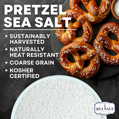 14 oz Pretzel Coarse Sea Salt for Soft Pretzels, Heat Resistant Bagel and Soft Pretzel, All Natural Sea Salt
