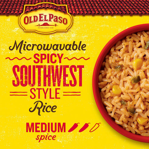 8.8 oz Old El Paso Rice, Spicy Southwest Style, Microwavable Pouch