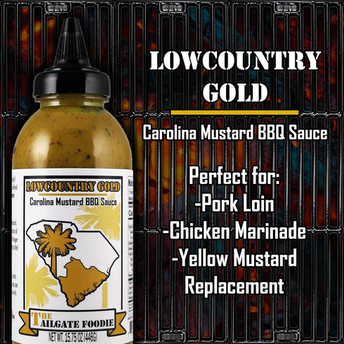 Country 15.75 The Tailgate Foodie's - Low Gold (Carolina Style) Mustard Barbecue Sauce, Ounces. Small Batch, Perfect