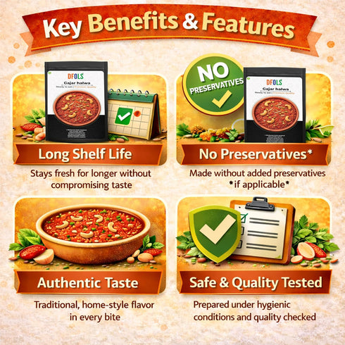 Dfols 0.22lb 3.52oz 100g Gajar Halwa Ready to Eat Indian Carrot Dessert