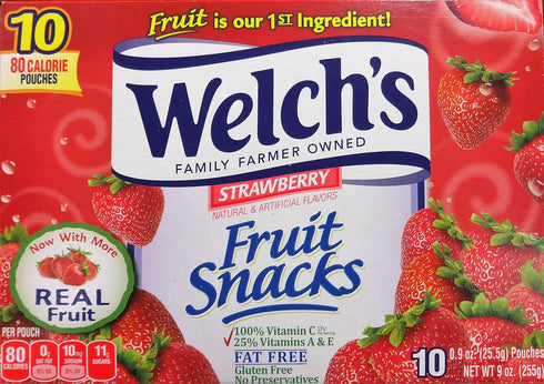 10 (2 packs) Welch's Strawberry Flavor Fruit Snacks, Pouches