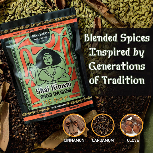 Brundo Ethiopian Spice Company Shai Kimem | Traditional Ethiopia Tea Spice Blend | Crafted and Imported from Ethiopia |