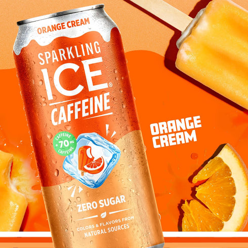 70mg 16 oz (Pack 12) Sparkling Ice Caffeine Soda Shoppe Orange Cream Perfectly Caffeinated Sparkling Water