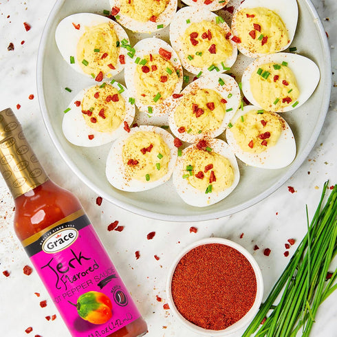 Pack 3 Grace Hot Pepper Sauce Spice - Assorted Flavors - Sweet n Spicy, Jerk, Caribbean Curry Scotch Bonnet