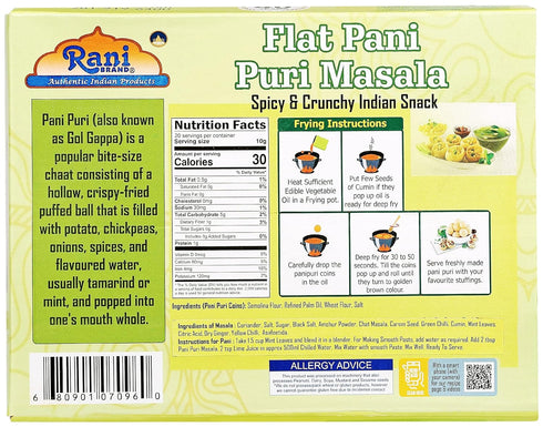 Rani Pani Puri Coins (Uncooked, Microwaveable) 7oz with Pani Puri Masala (14-Spice Blend) 3.5oz, Vegan
