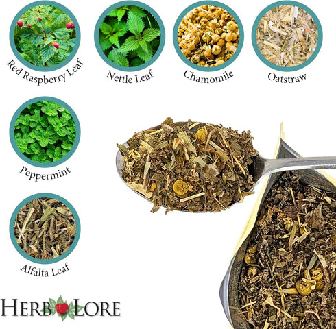 Herb Lore 65 Organic Pregnancy Tea - Servings Loose Leaf - Raspberry Leaf Tea for Pregnant Women - First Trimester