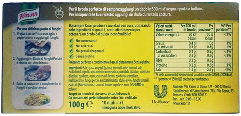 Knorr Pack 4 10-Cubes 10g : "Funghi Porcini" Bouillon Cubes, Porcini Mushrooms Taste * of Boxes, Each Cube * [ Italian