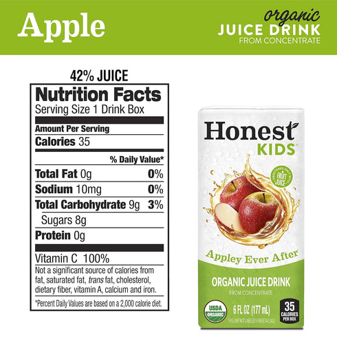 Honest Kids 6.75 oz Pack 40 Organic Juice Drink, Appley Ever After, fl Juice Box