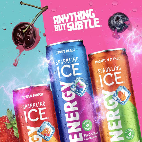 12Pk. 12 oz Sparkling Ice Energy Variety Energy Drinks with Vitamins + Antioxidants, Zero Sugar, Berry Blast, Maximum