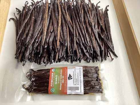 30 5"-7" Madagascar Organic Vanilla Beans Grade B. Certified USDA Organic. Bulk Bourbon by FITNCLEAN VANILLA| Whole