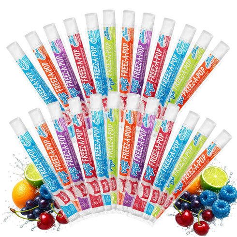 Freeze Pops, 24 Count Ice Pops Bulk Pack of Refreshing Assorted Flavors,