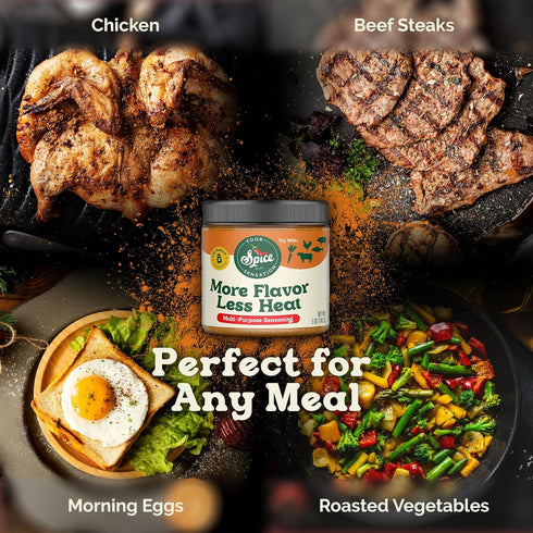More Flavor Less Heat by Your Spice Sensation - Multi-Purpose Spice Seasoning, Low Sodium, Gluten-Free