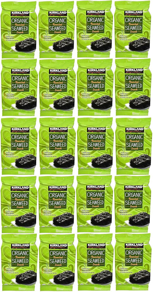 KIRKLAND Signature Organic Roasted Seaweed Snack, 0.6 Ounce (10 Count) (2 Pack)