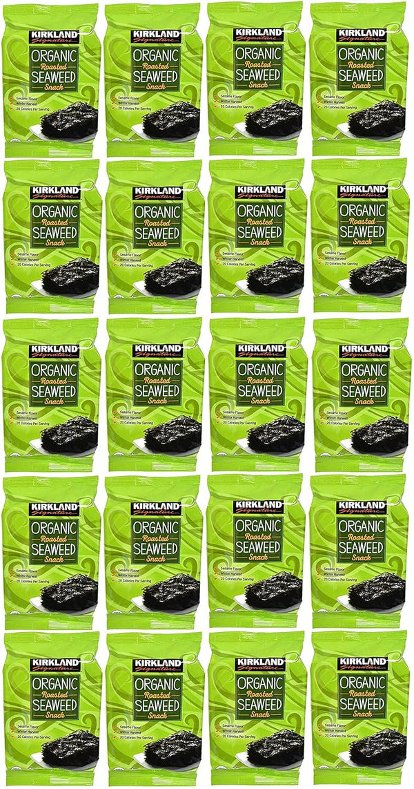 KIRKLAND Signature Organic Roasted Seaweed Snack, 0.6 Ounce (10 Count) (2 Pack)