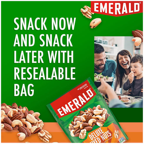 (1-Pack) 5oz Emerald Salted Deluxe Mixed Nuts | Resealable Bulk Bag | Cashews, Almonds, Walnuts, Brazil Nuts, Pecans |
