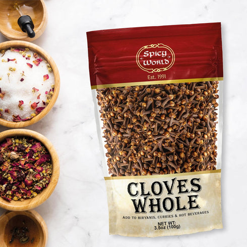 Whole Cloves 3.5 Oz Bag, Great for Foods, Tea, Pomander Balls, and Potpourri by Spicy World