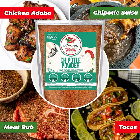 1 LB (16oz) (Pack 2) Chipotle Chili Powder Seasoning Natural and Premium. Great For Meats, Grilling Rubs, Sauces
