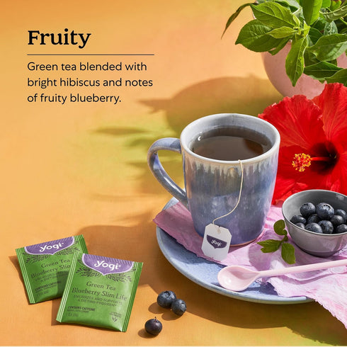 (4 Pack) 64 Yogi Tea - Green Tea Blueberry Slim Life - Energizes and Supports a Dieting Program with Garcinia Cambogia