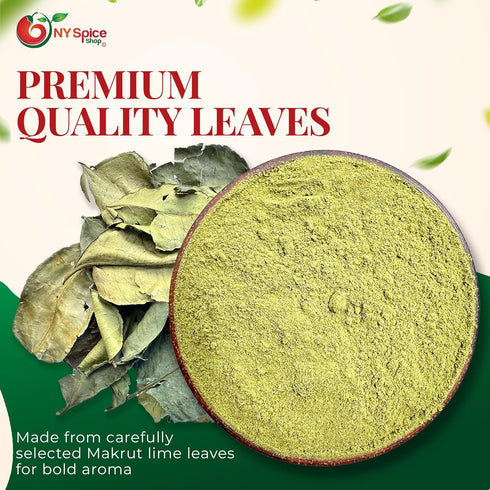 8 NY Spice Shop Ground Makrut Lime Leaves - Ounce Finely Kaffir Leaves Powder - Kaffir Leaf Fresh - Makrut Pepper