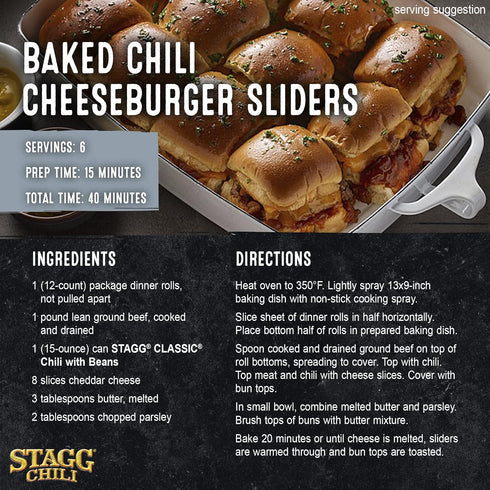 STAGG 15 oz, Pack 12 Classic Chili With Beans, Canned Chili