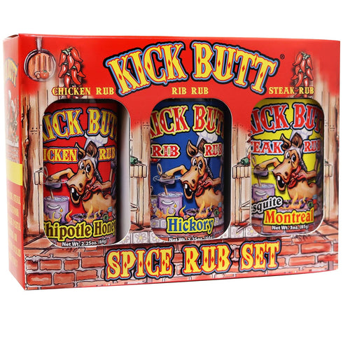 Kick Butt Spice Rub Gift Set, Gourmet Seasoning Spice Salt Set (7 oz) for Ribs Chicken Steak