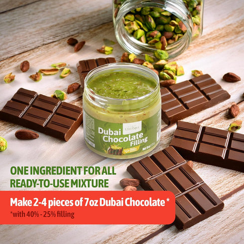 8oz, Eastanbul Dubai Chocolate Bar Mixture, Dubai Chocolate Bar Pistachio Filling, Crispy Premium Kataifi and Pistachio
