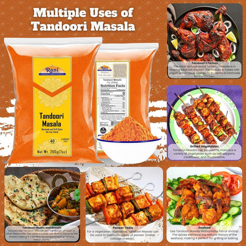 11-Spice 7oz (200g) Rani Tandoori Masala (Natural, No Colors Added) Indian Blend ~ Salt Free | Vegan | Gluten Friendly